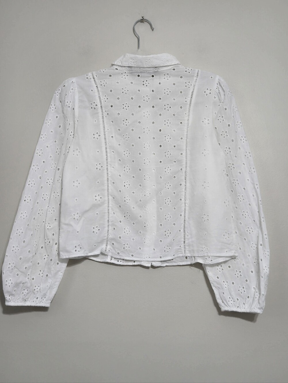 Zara Cutwork Eyelet Embroidered 100% cotton Shirt Button Down S - Picture 6 of 11